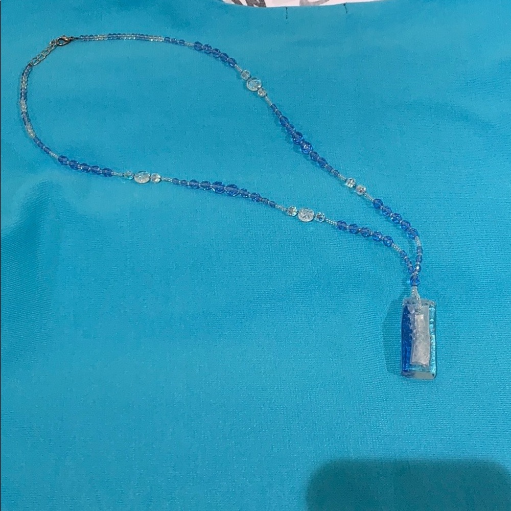 Dichroic glass statement necklace. Handmade.